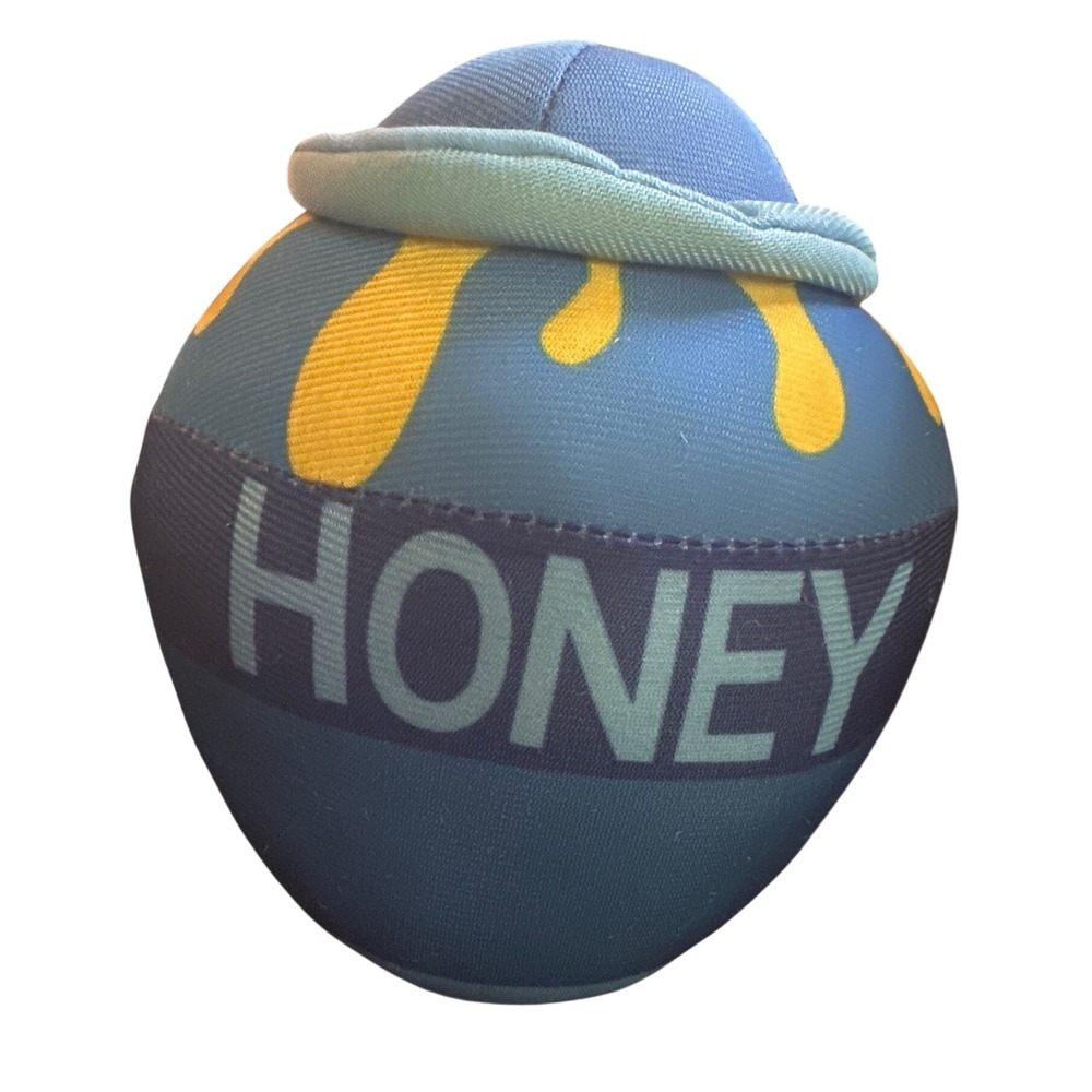 Disney Winnie the Pooh Honey Pot Plush Blue Yellow Squishy Toy Hunny Jar